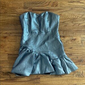 DO+BE Strapless Silver Metallic Dress Size M